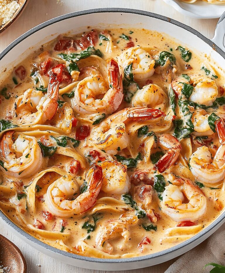 Best Creamy Shrimp Tuscan Fettuccine Recipe