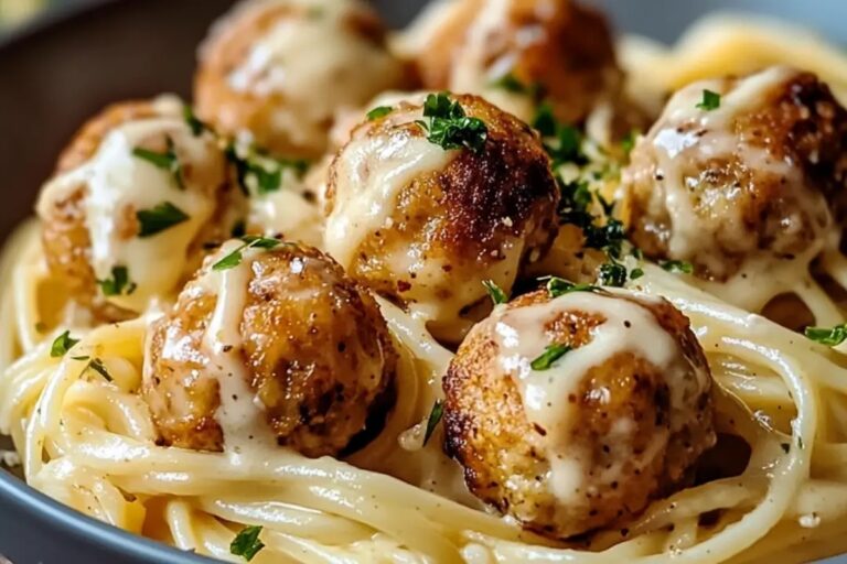 Garlic Butter Chicken Balls With Creamy Parmesan Pasta Recipe