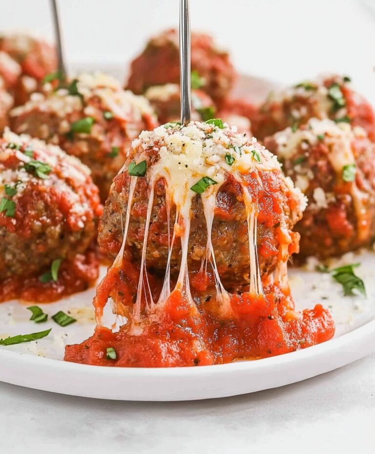 Juicy Mozzarella Stuffed Meatballs Recipe