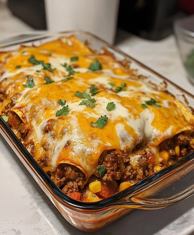 Cheesy Beef Enchilada Casserole with Corn Tortillas Recipe