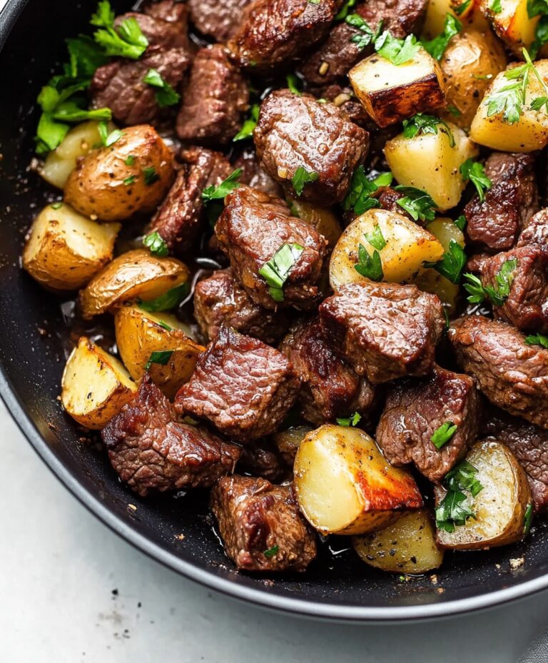 Best Slow Cooker Garlic Butter Beef Bites & Potatoes Recipe