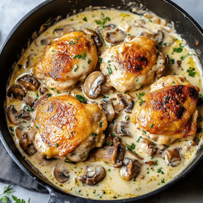 Chicken Thighs With Creamy Mushroom Garlic Sauce Recipe