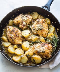 Quick Garlic Parmesan Chicken And Potatoes Skillet Recipe