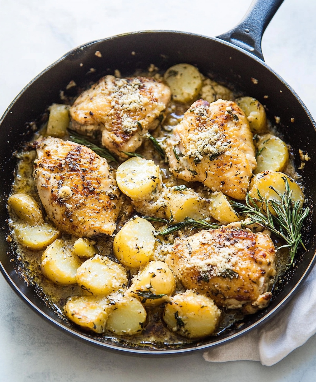 Quick Garlic Parmesan Chicken And Potatoes Skillet Recipe