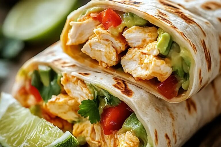 Chicken Avocado Ranch Burritos With Lime Wedges Recipe