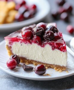 No Bake White Chocolate Cranberry Cheesecake Recipe