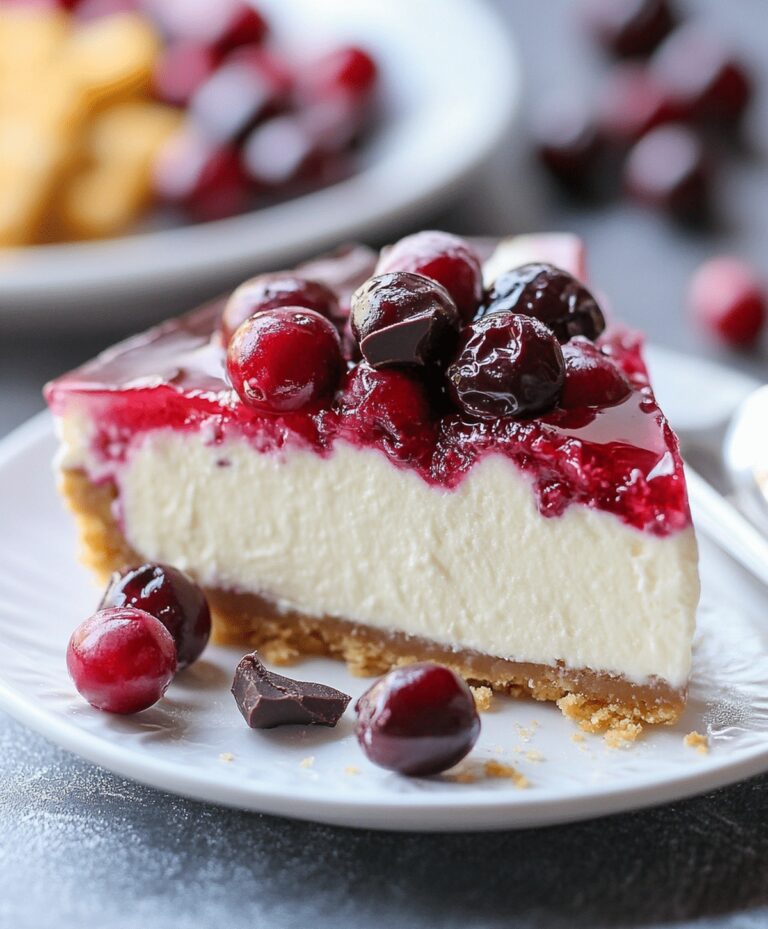 No Bake White Chocolate Cranberry Cheesecake Recipe