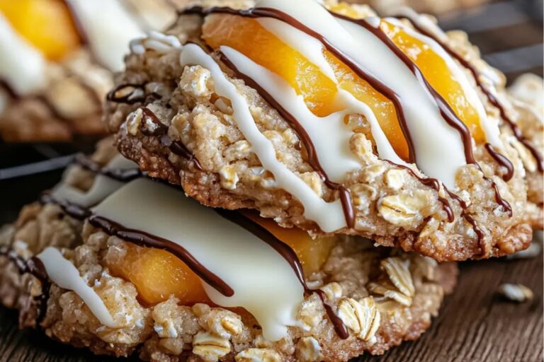 White Chocolate-Dipped Peach Oatmeal Cookies Recipe