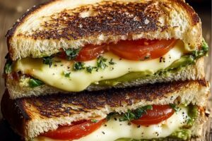 Delicious Avocado, Mozzarella & Tomato Grilled Cheese Recipe