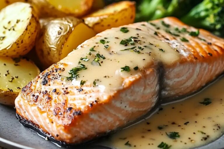 Lemon Butter Salmon With Roasted Potatoes & Broccoli Recipe