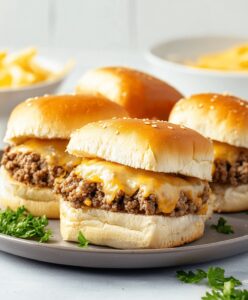 Cheesy Ground Beef Sliders Recipe