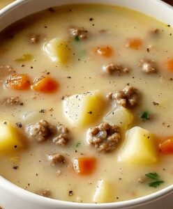Creamy Potato & Hamburger Soup Recipe