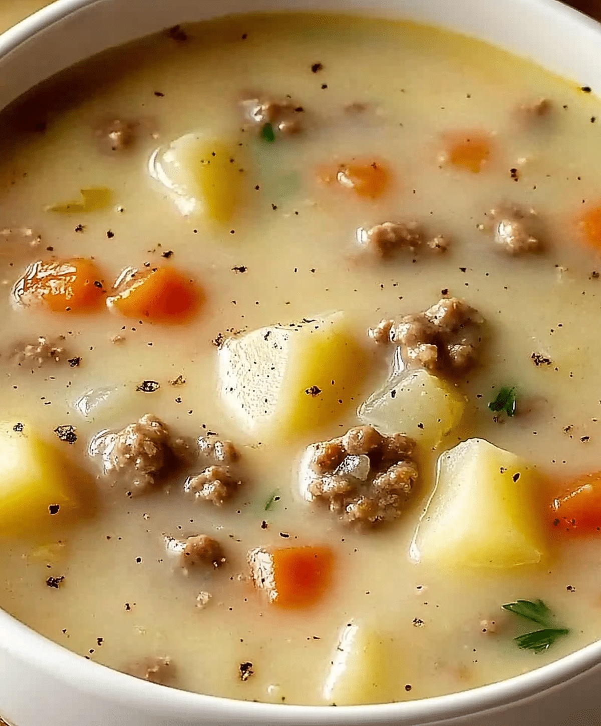 Creamy Potato & Hamburger Soup Recipe