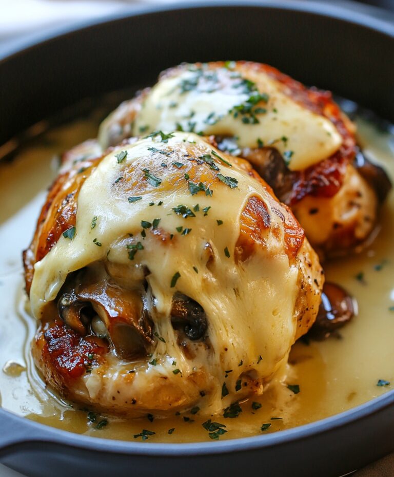 Crispy Garlic Butter Mushroom Stuffed Chicken Recipe