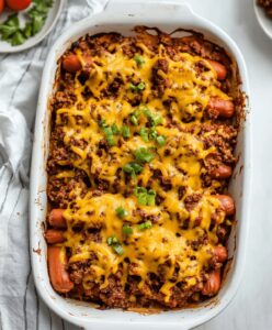 Easy Chili Hot Dog Casserole Recipe