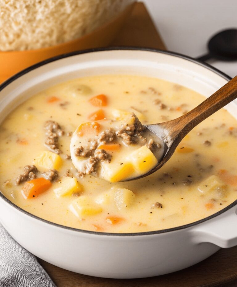 Cheesy Hamburger Potato Soup Recipe