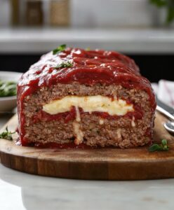 Savory Mozzarella Stuffed Meatloaf Recipe