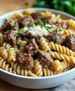 Creamy Beef And Rotini In Garlic Parmesan Sauce Recipe