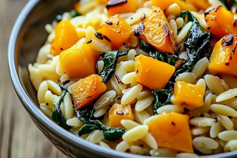 Orzo With Roasted Butternut Squash And Spinach Recipe