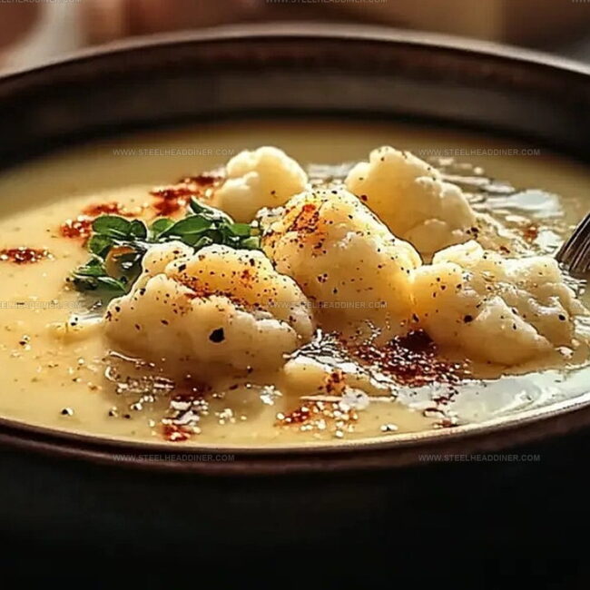 Cheddar Cauliflower and Roasted Garlic Soup to Warm You Up