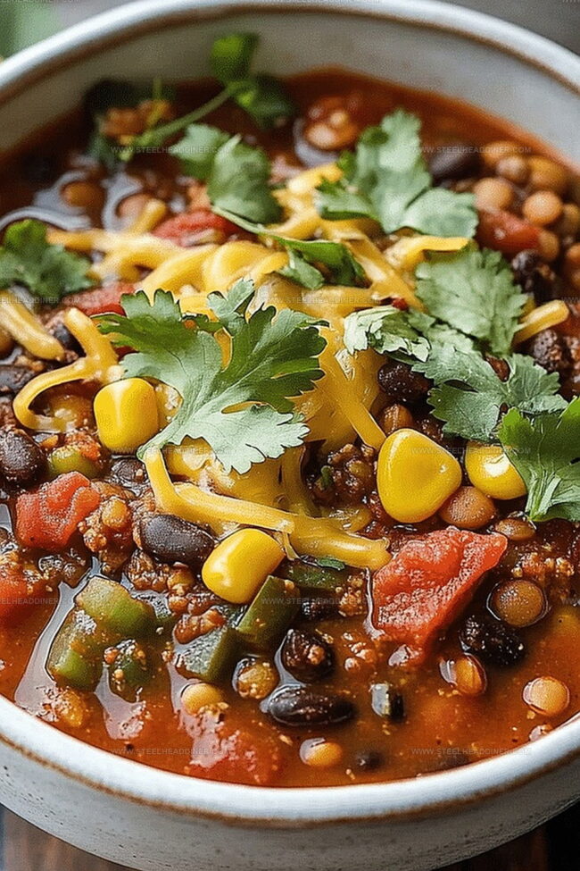 Slow Cooker Lentil Taco Chili Full of Flavor
