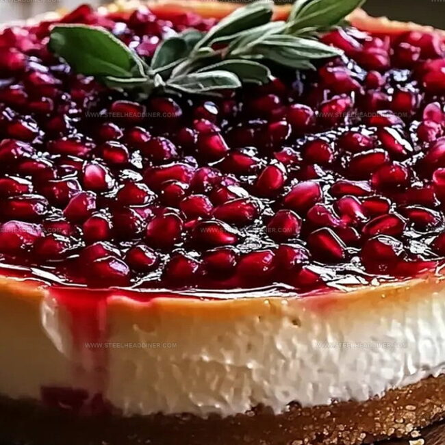 Greek Yogurt Cheesecake with Pomegranate Syrup That’s Refreshing