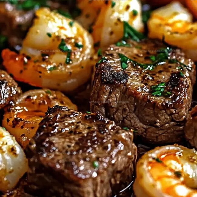 Garlic Butter Steak Bites & Shrimp Skillet Highlights