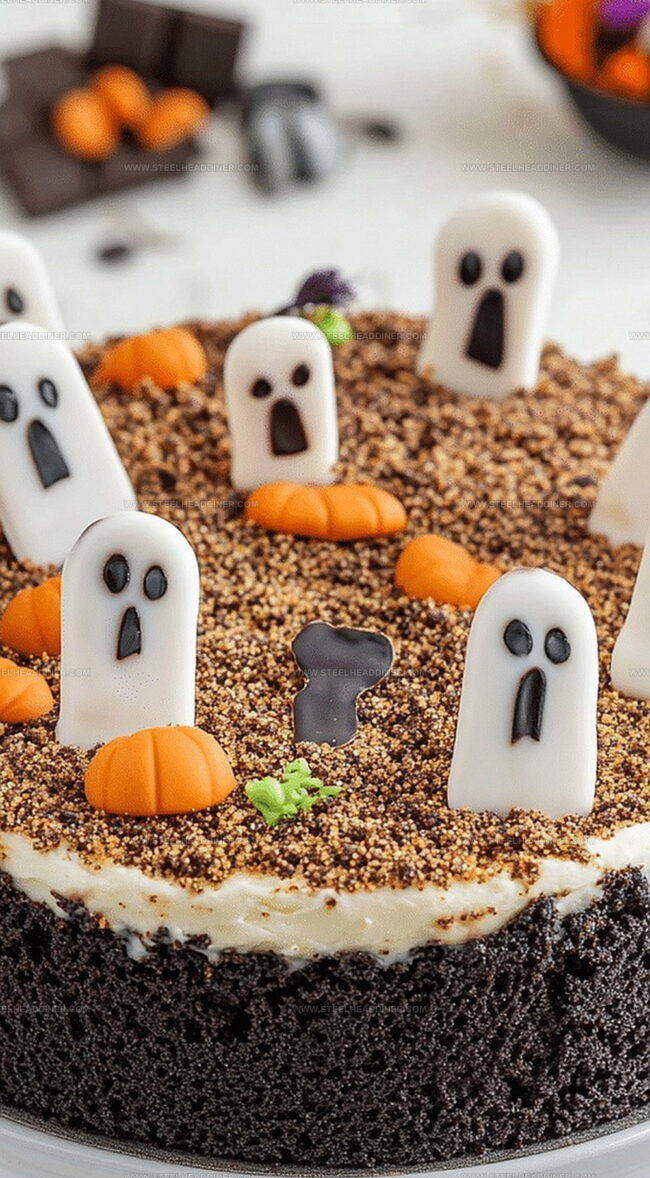 Halloween Graveyard Chocolate Poke Cake - Spooky Dessert