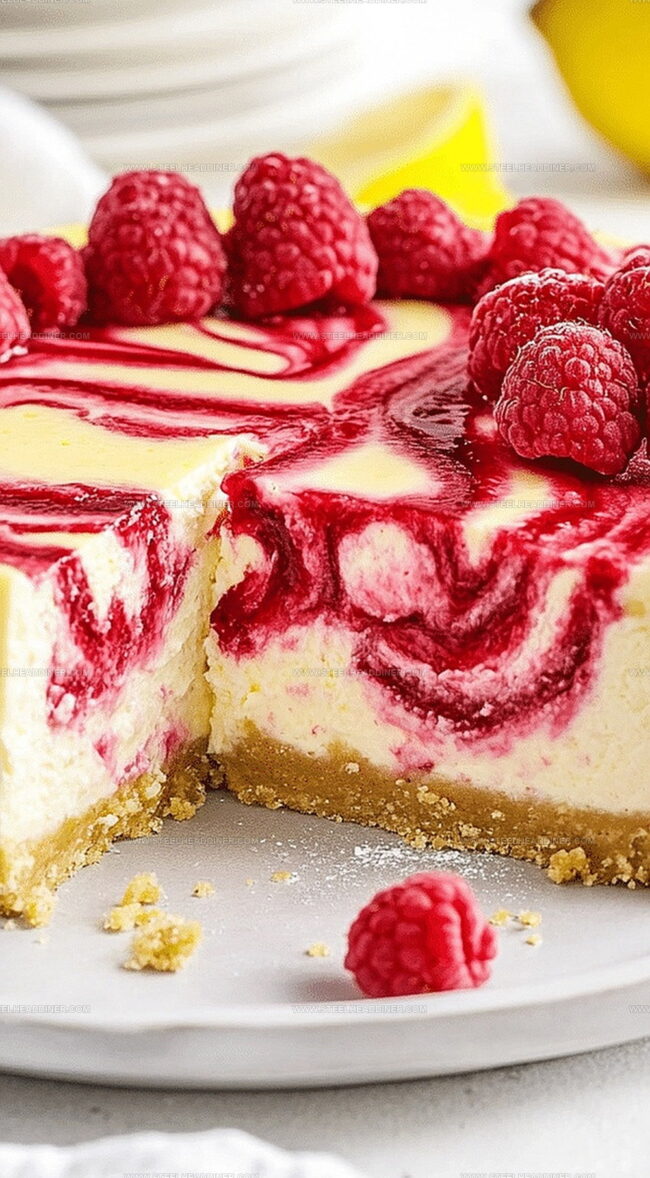 Lemon Raspberry Swirl Cheesecake That Delights